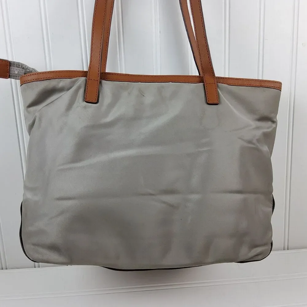 Michael Kors MK Nylon Tote Shoulder Handbag Purse Grey